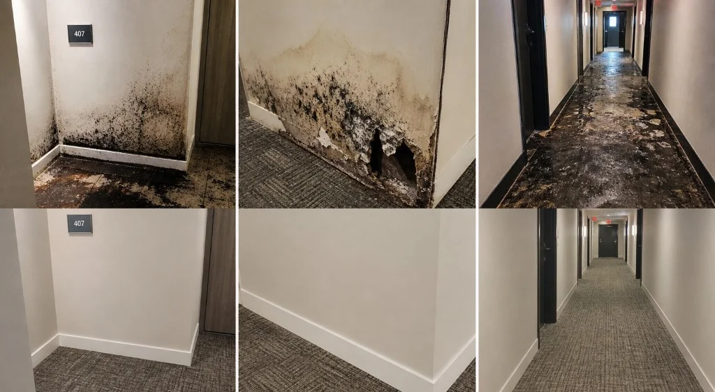 Hallway Mold Remediation Before & After